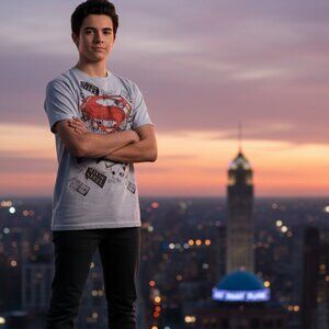 🦸 Superman Man of Steel Graphic Tee Kids L 14/16 Metropolis 💥